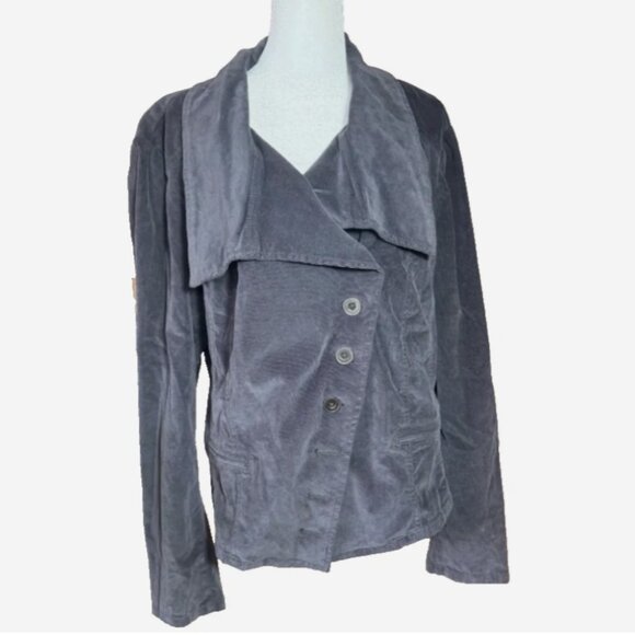 Lane Bryant Dark Gray Corduroy Military Jacket Women’s 18 Asymmetrical Button - Picture 1 of 8